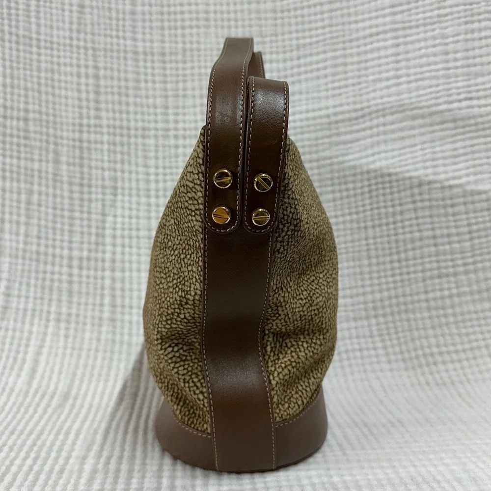 vintage Borbonese Redwall hobo bag quail eye pattern lambskin suede leather